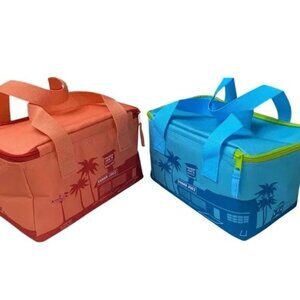 (2) TRADER JOES Mini Insulated Tote Bags**PEACH & BLUE **ALMOST SOLD OUT**
